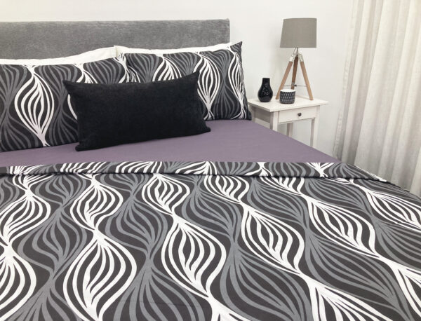 Printed Quilt Covers - Byron Charcoal Sets